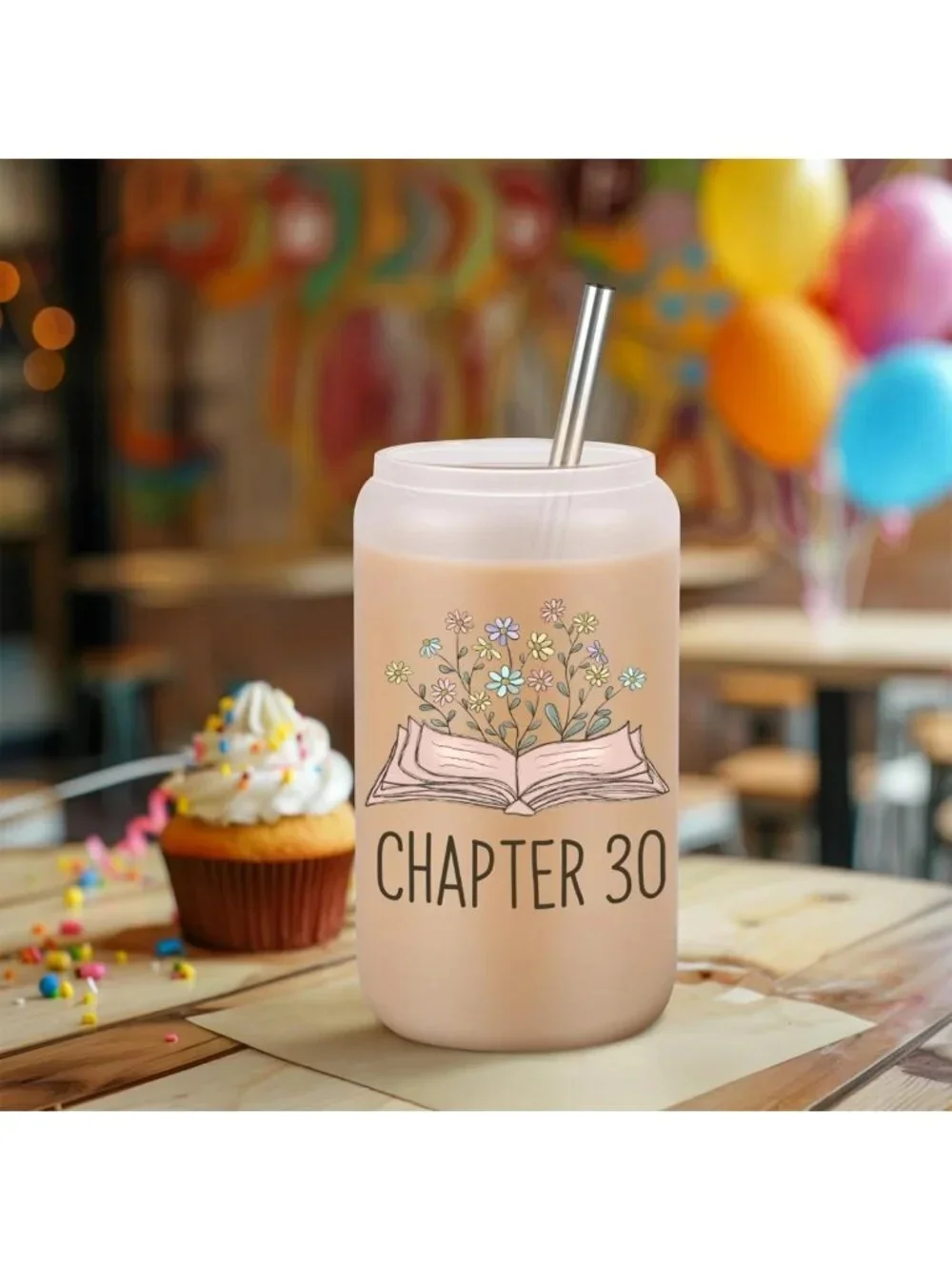 30th Birthday Glass Cup - Cute Gift for Her, Turning 30, 16 oz Coffee Tumbler